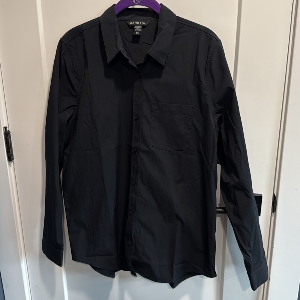 NWT Athleta Midday Shirt Solid Black Medium Tall - Picture 7 of 15
